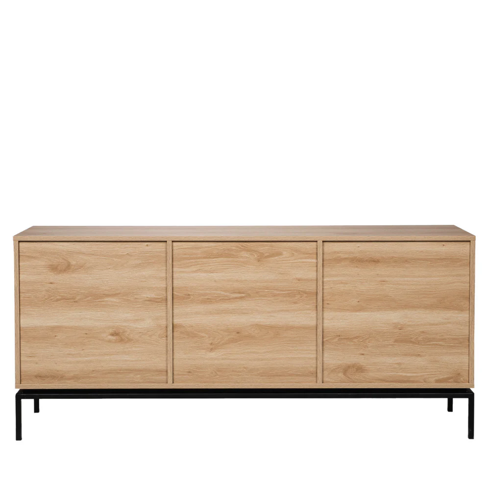 Krokom - Buffet 2 Portes 3 Tiroirs Et Métal - Bois - Bois clair - Image 6
