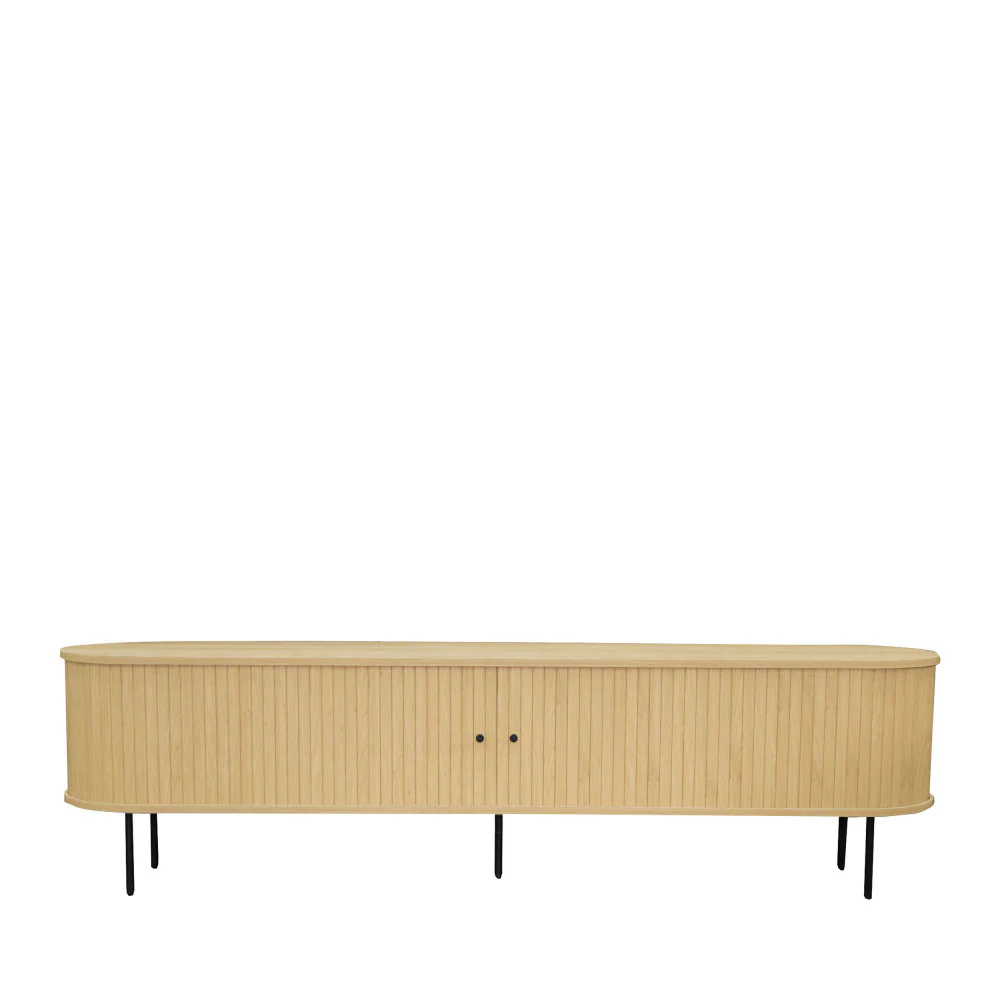 Lucie - Meuble TV Aux Portes Coulissantes Et Métal - Bois - Bois clair - 200cm - Image 2