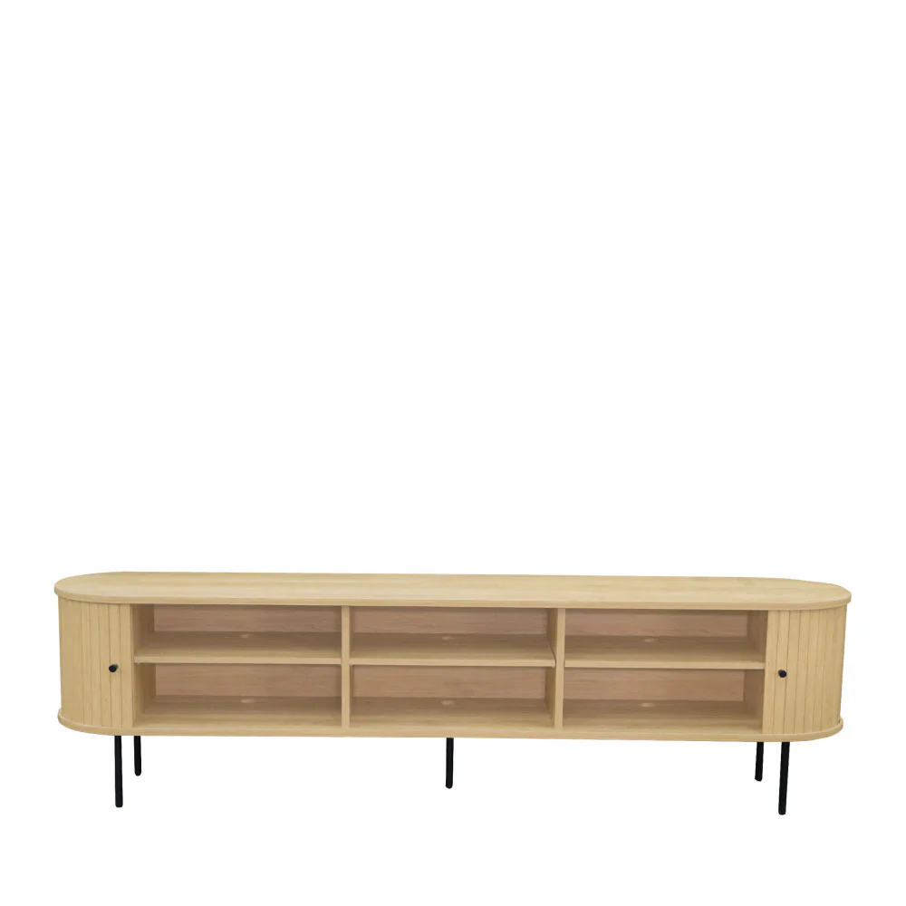 Lucie - Meuble TV Aux Portes Coulissantes Et Métal - Bois - Bois clair - 200cm - Image 4