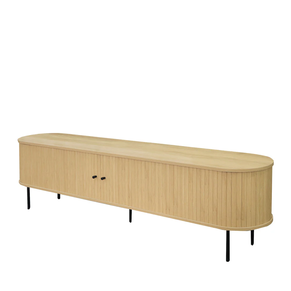 Lucie - Meuble TV Aux Portes Coulissantes Et Métal - Bois - Bois clair - 200cm - Image 5
