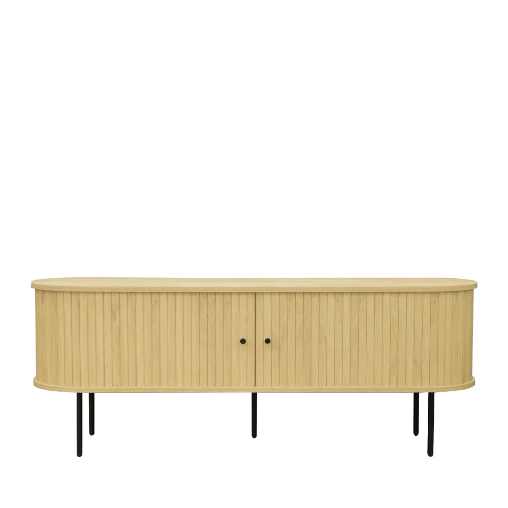 Lucie - Meuble Tv Aux Portes Coulissantes Et Métal - Bois clair - 150cm - Image 2