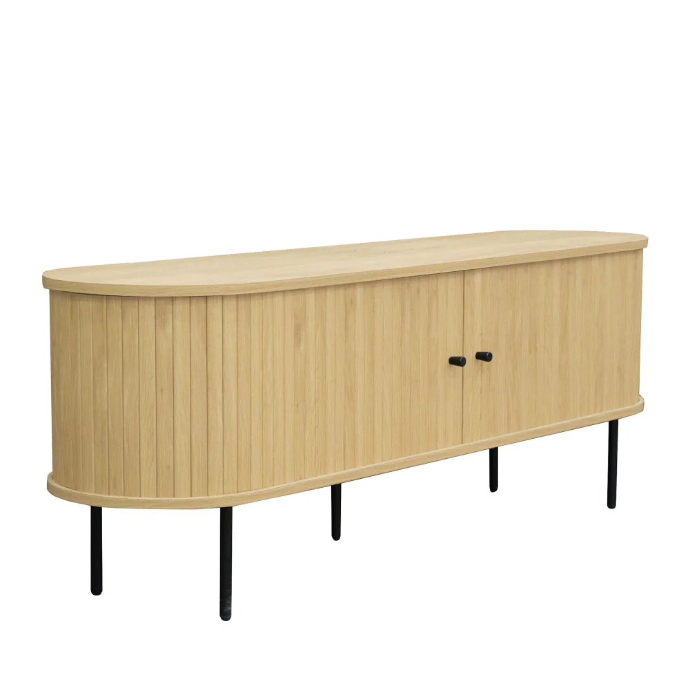 Lucie - Meuble Tv Aux Portes Coulissantes Et Métal - Bois clair - 150cm - Image 4