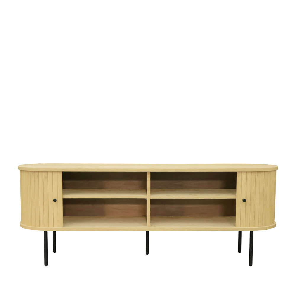 Lucie - Meuble Tv Aux Portes Coulissantes Et Métal - Bois clair - 150cm - Image 6
