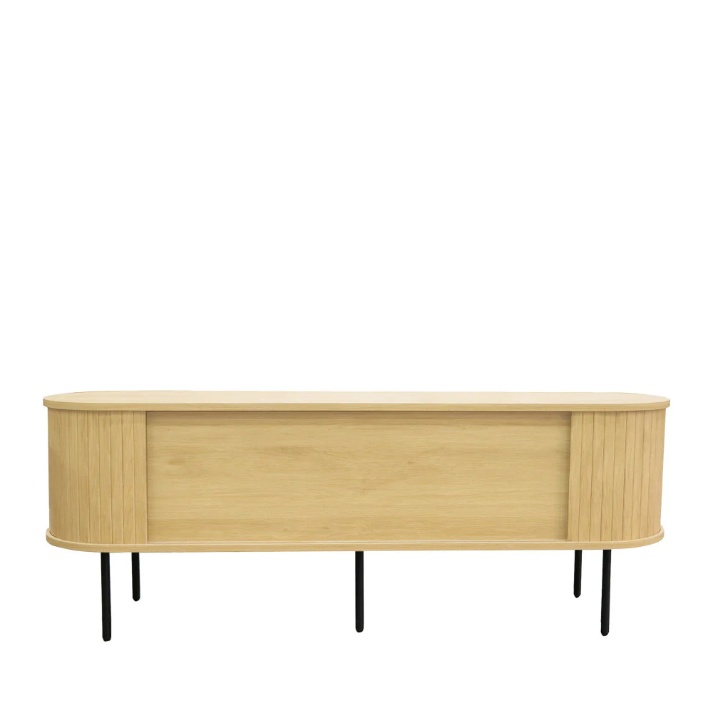 Lucie - Meuble Tv Aux Portes Coulissantes Et Métal - Bois clair - 150cm - Image 7