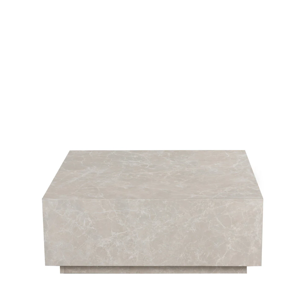 Lipani - Table Basse Carrée - Effet Marbre - Grège - Image 2