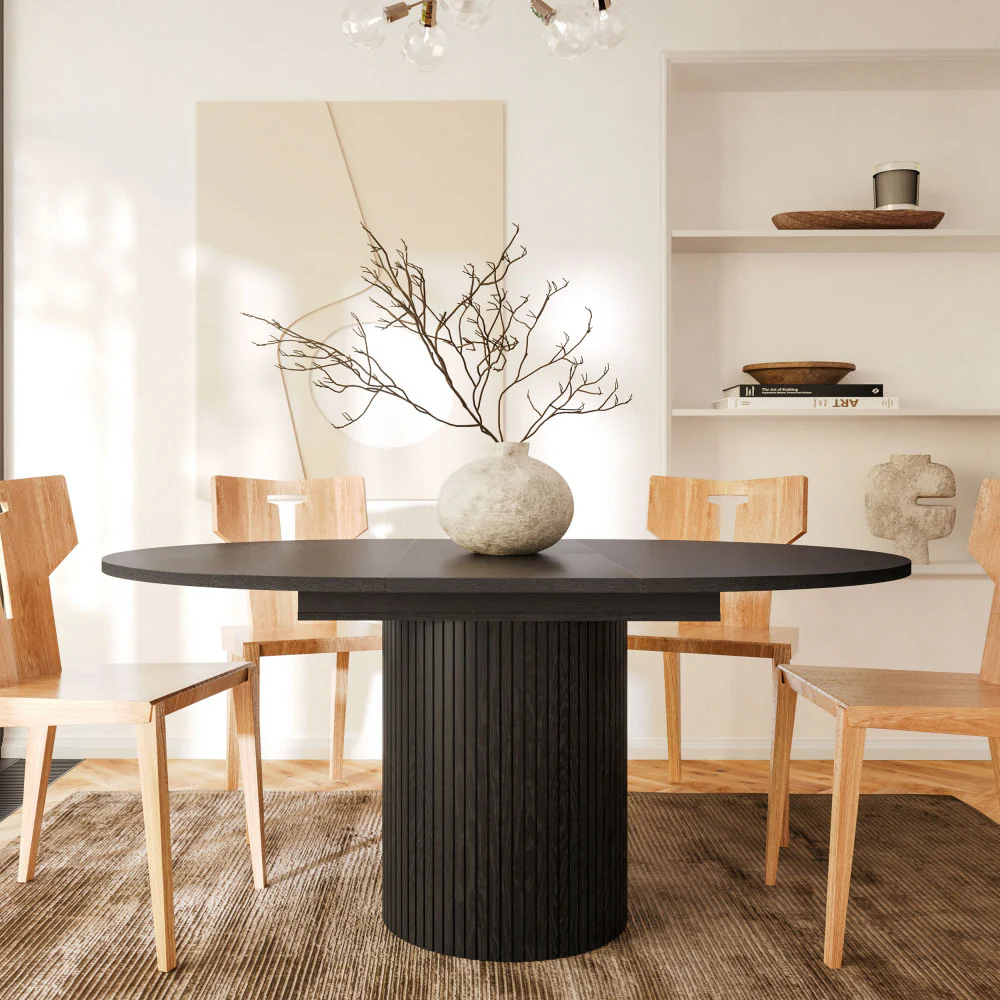 Toscana - Table À Manger Extensible 4 À 6 Personnes - Bois - Noir - Image 5