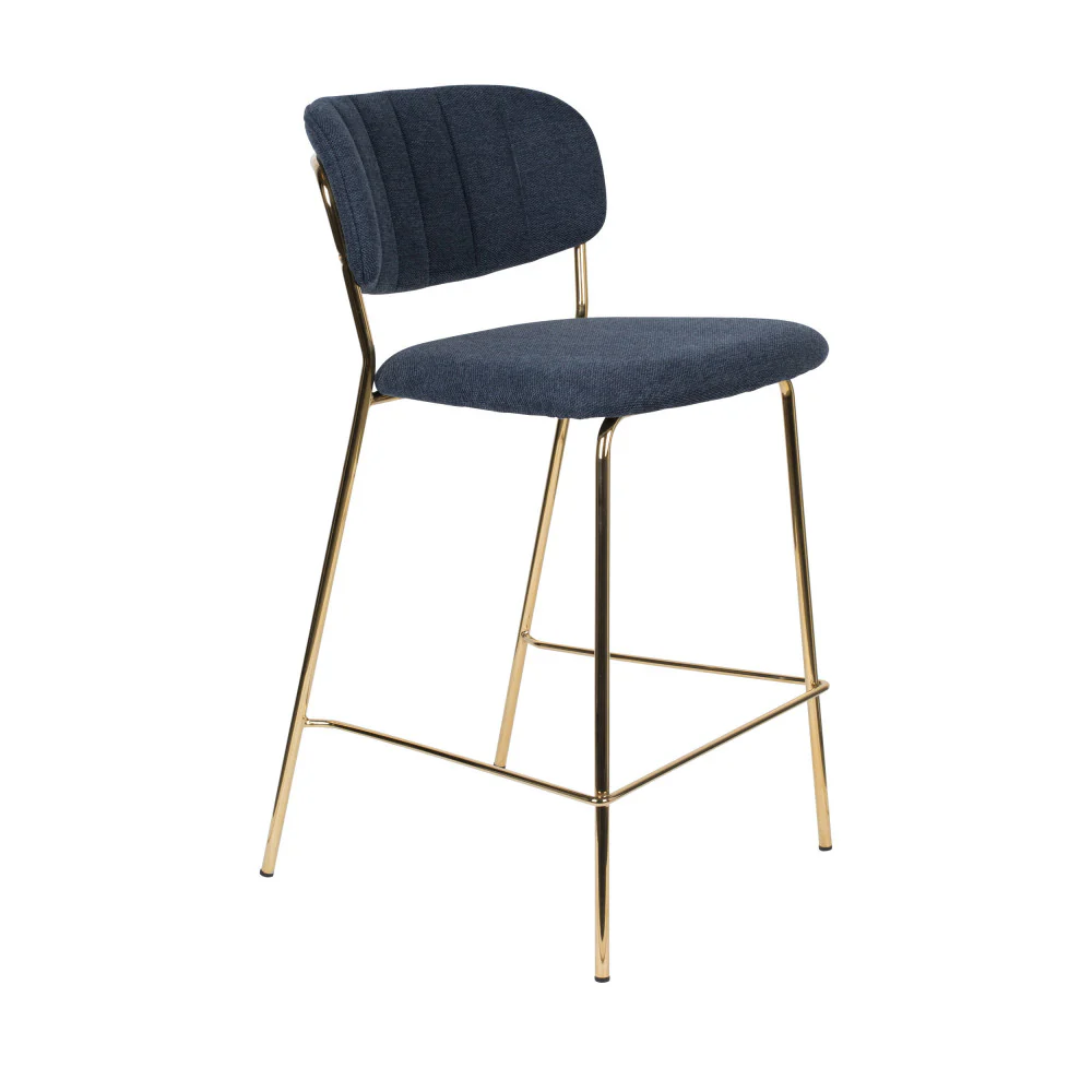 Jolien - Lot De 2 Tabourets De Bar Avec - Tissu - Bleu foncé - Image 4
