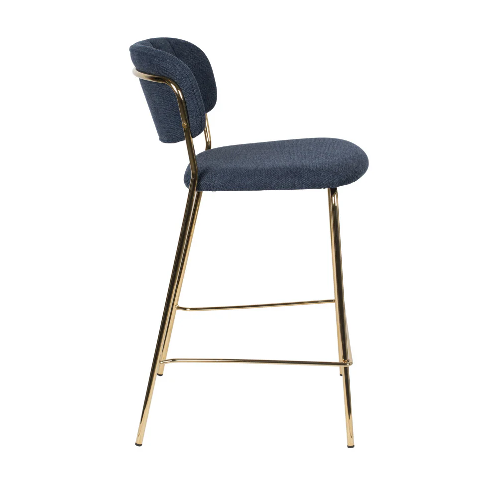 Jolien - Lot De 2 Tabourets De Bar Avec - Tissu - Bleu foncé - Image 5