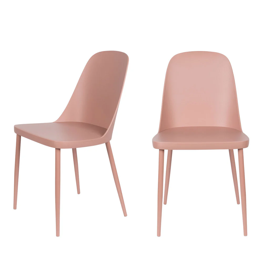 Pip - Lot De 2 Chaises - Résine & Métal - Rose - Image 2