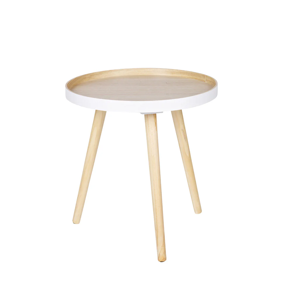False - Table Basse Ronde Trépied - Bois clair - Image 2