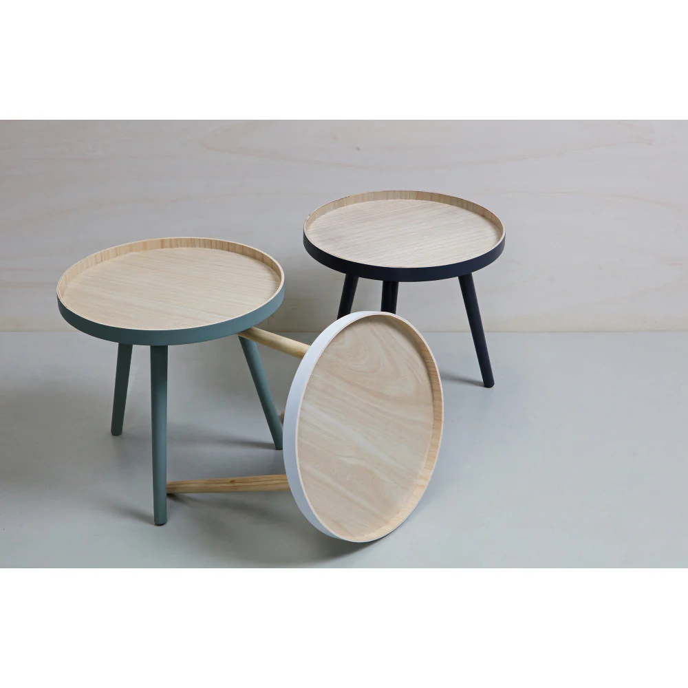 False - Table Basse Ronde Trépied - Bois clair - Image 4