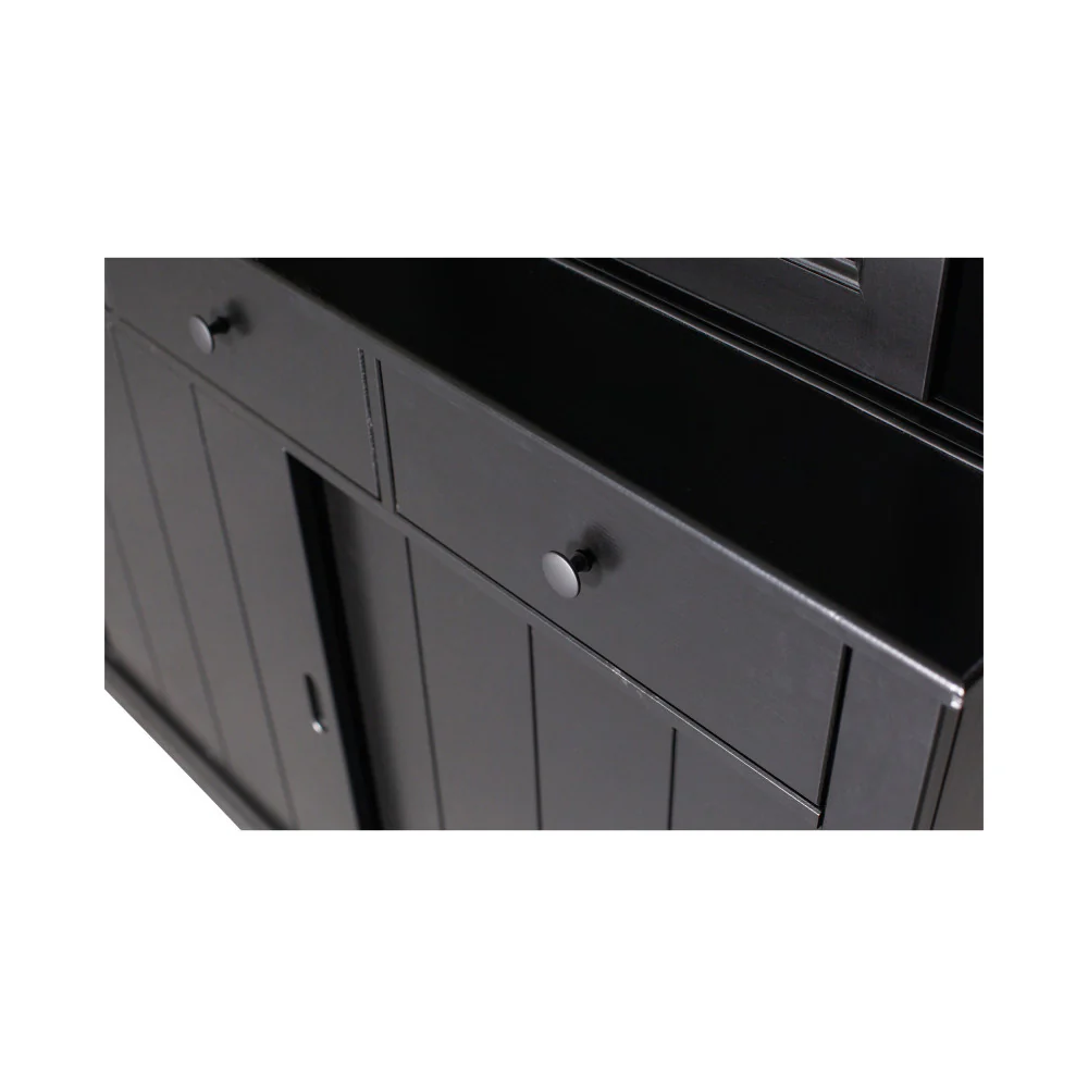Sjaak - Vaisselier 6 Portes 4 Tiroirs - Pin - Noir - Image 10