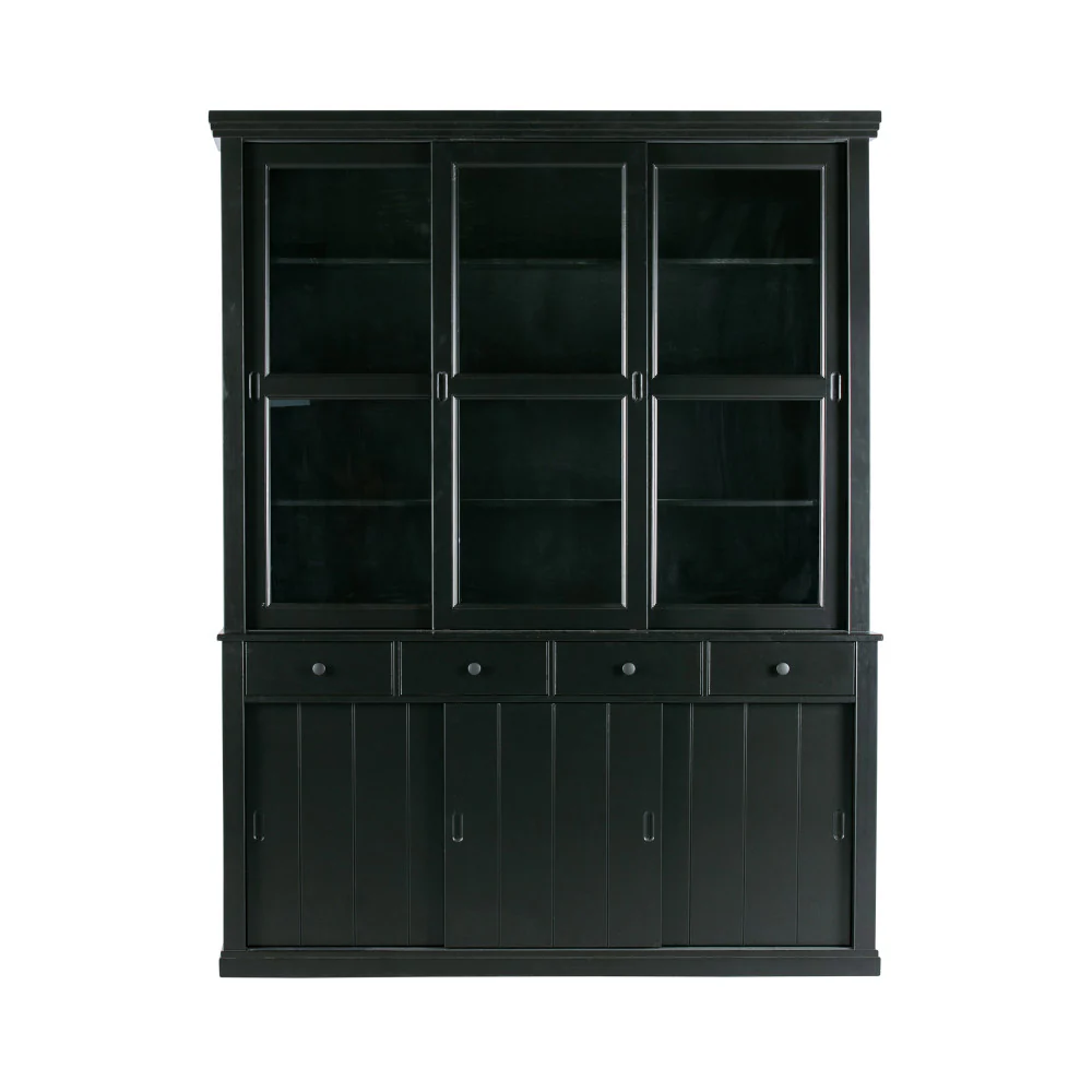 Sjaak - Vaisselier 6 Portes 4 Tiroirs - Pin - Noir - Image 3