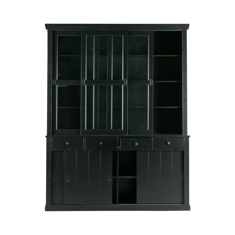 Sjaak - Vaisselier 6 Portes 4 Tiroirs - Pin - Noir - Image 8