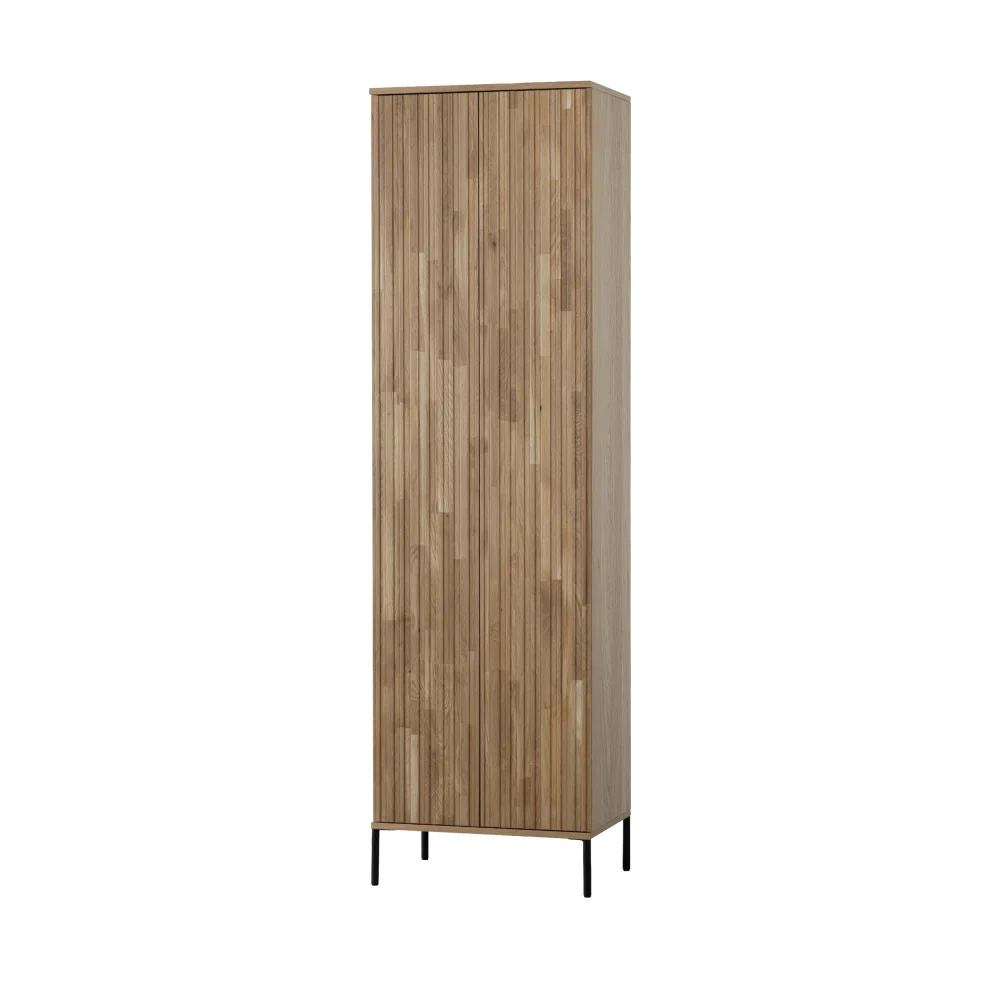 New gravure - Colonne De Rangement 2 Portes 1 Tiroir - Bois - Bois clair - Image 3