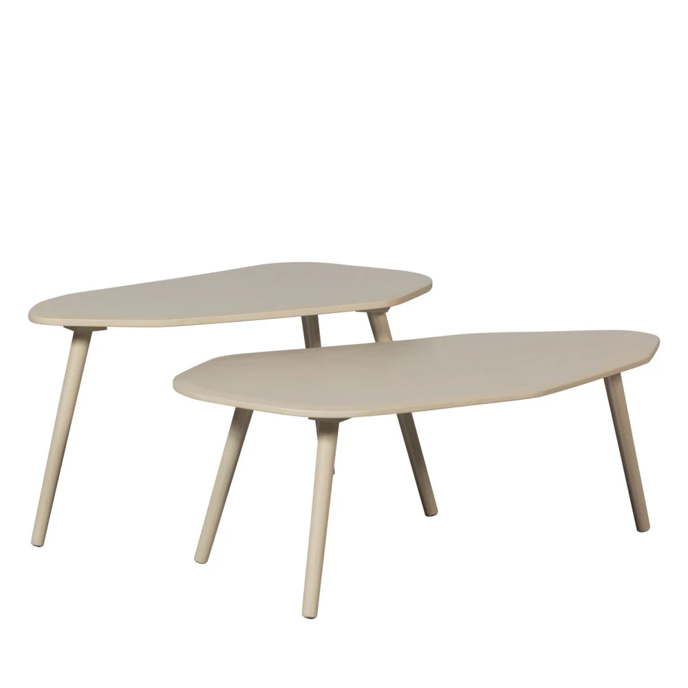 Davina - Lot De 2 Tables Basses Gigognes Organiques - Bois - Beige - Image 2
