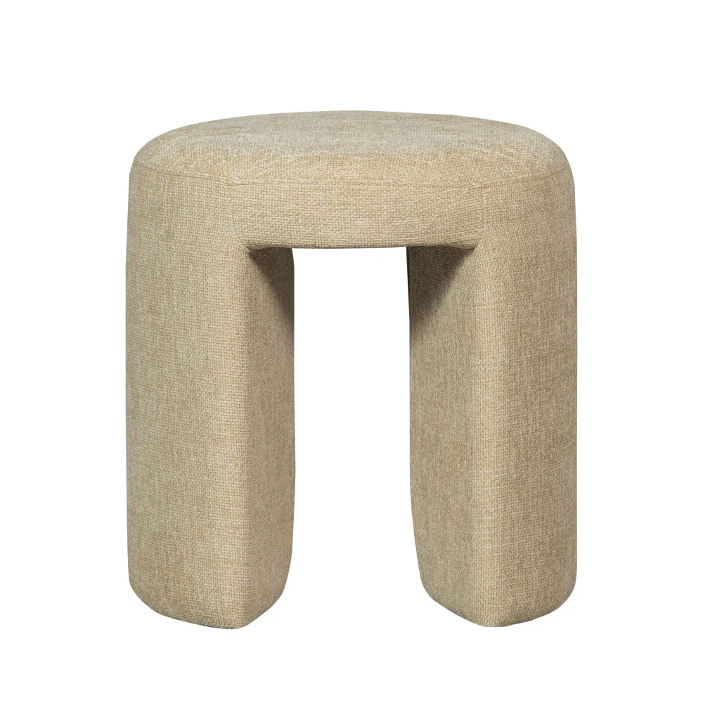Charlie - Pouf Rond - Tissu - Beige - Image 2