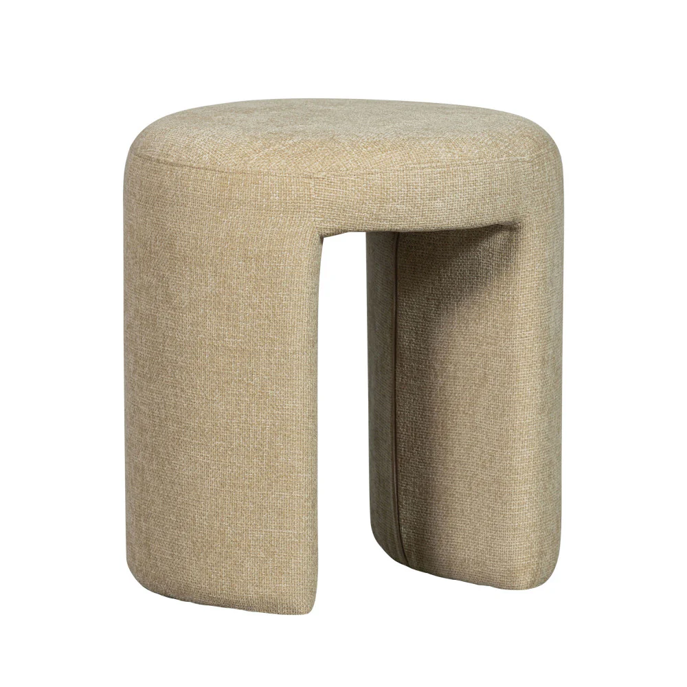 Charlie - Pouf Rond - Tissu - Beige - Image 3