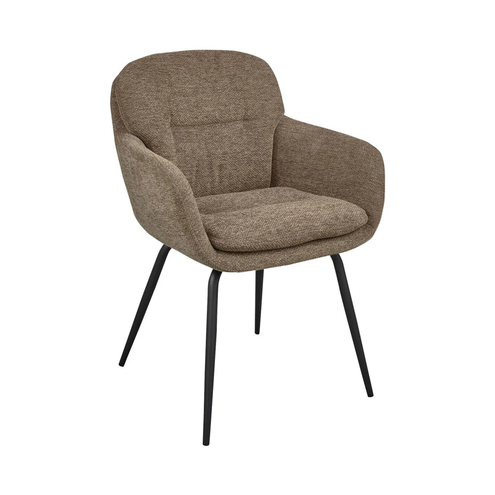 Runa - Lot De 2 Fauteuils De Table - Tissu & Métal - Taupe - Image 2