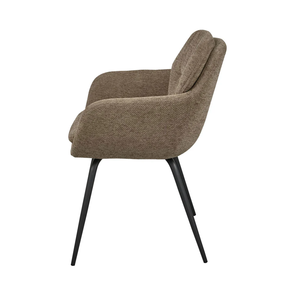 Runa - Lot De 2 Fauteuils De Table - Tissu & Métal - Taupe - Image 3