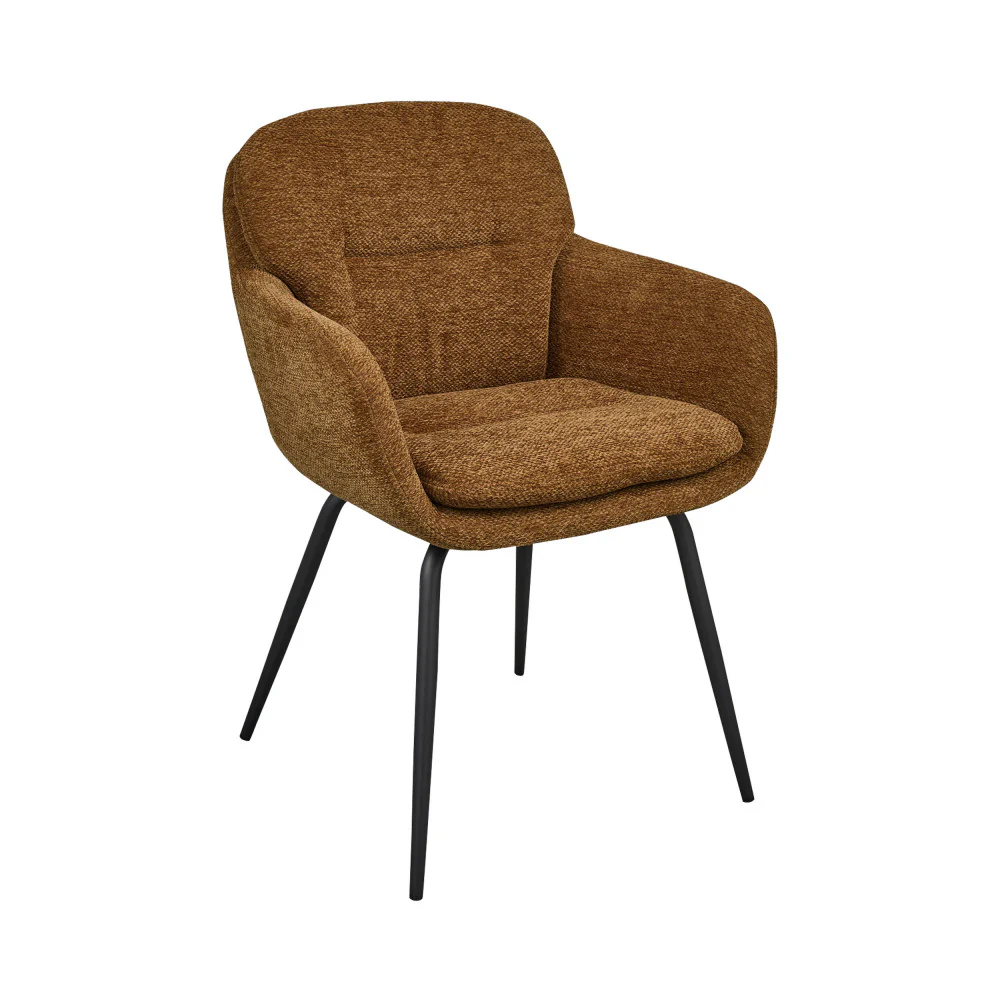 Runa - Lot De 2 Fauteuils De Table - Tissu & Métal - Caramel - Image 2