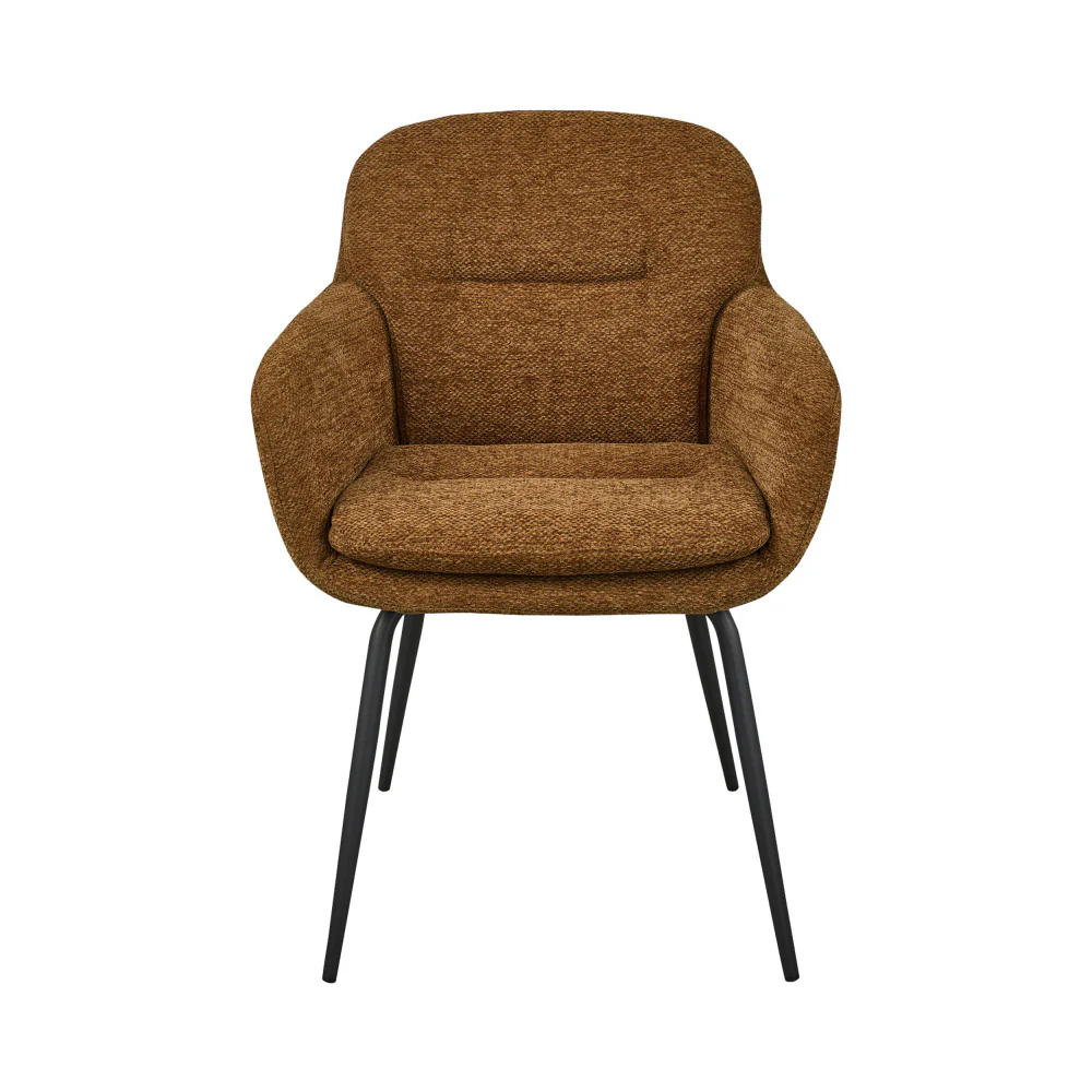 Runa - Lot De 2 Fauteuils De Table - Tissu & Métal - Caramel - Image 3