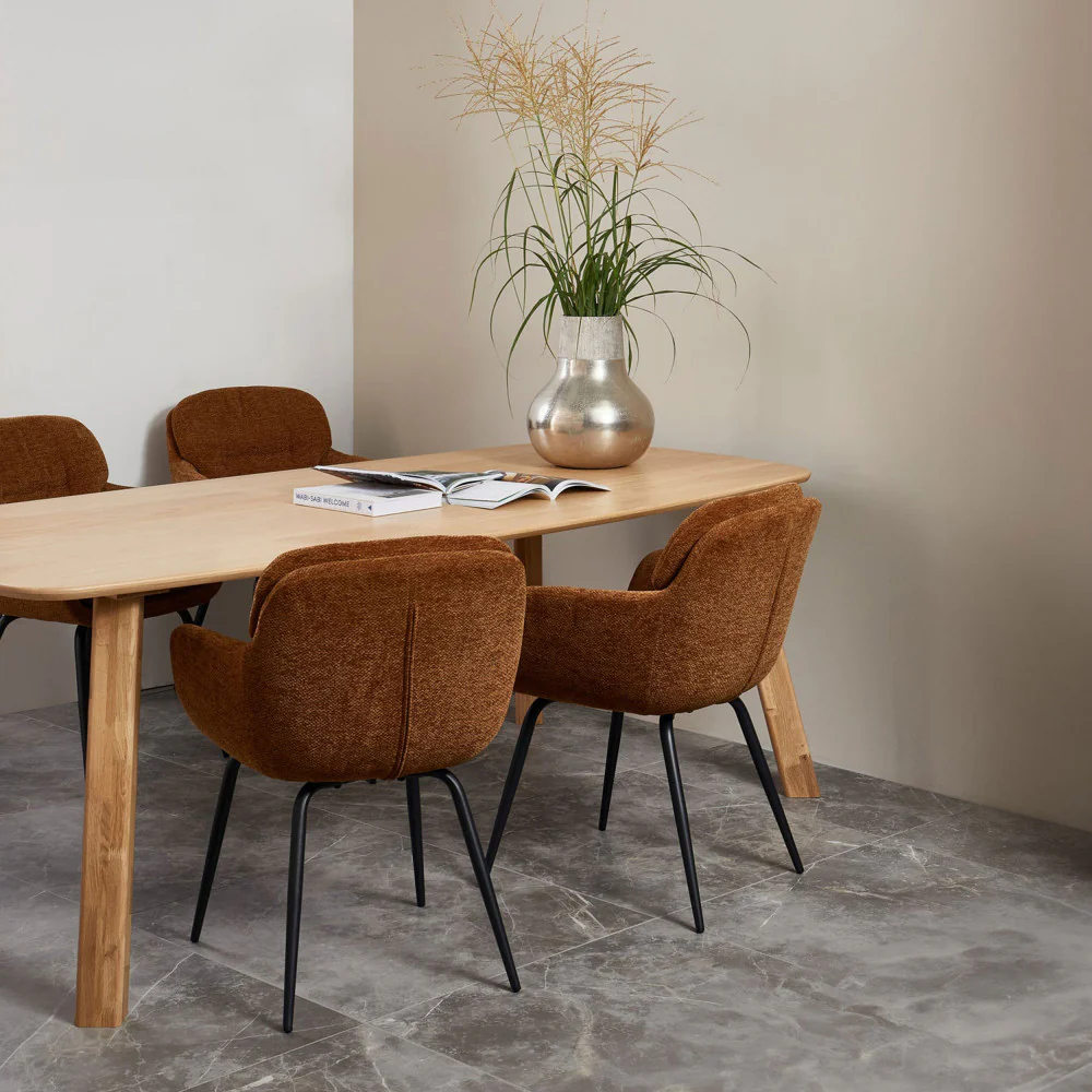 Runa - Lot De 2 Fauteuils De Table - Tissu & Métal - Caramel - Image 6