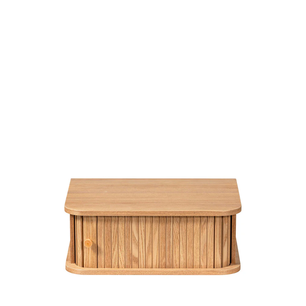 Jena - Table De Chevet Suspendue 1 Porte Coulissante - Bois - Bois clair - Image 2