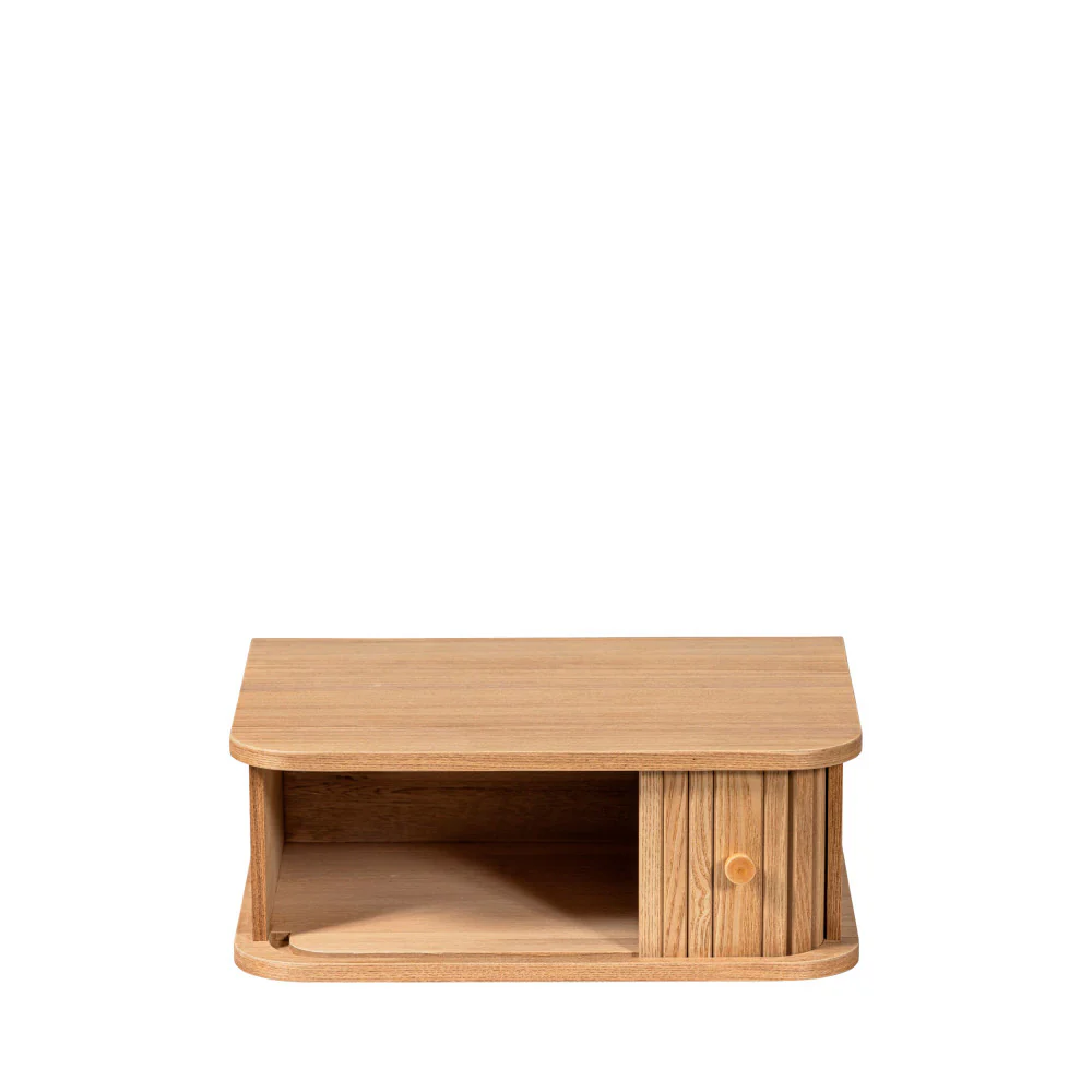 Jena - Table De Chevet Suspendue 1 Porte Coulissante - Bois - Bois clair - Image 4