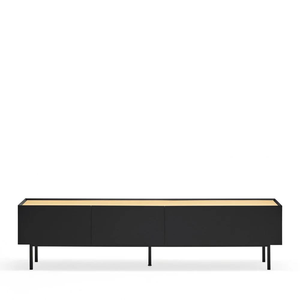 Arista - Meuble TV 1 Porte 2 Tiroirs - Bois - Noir - Image 2