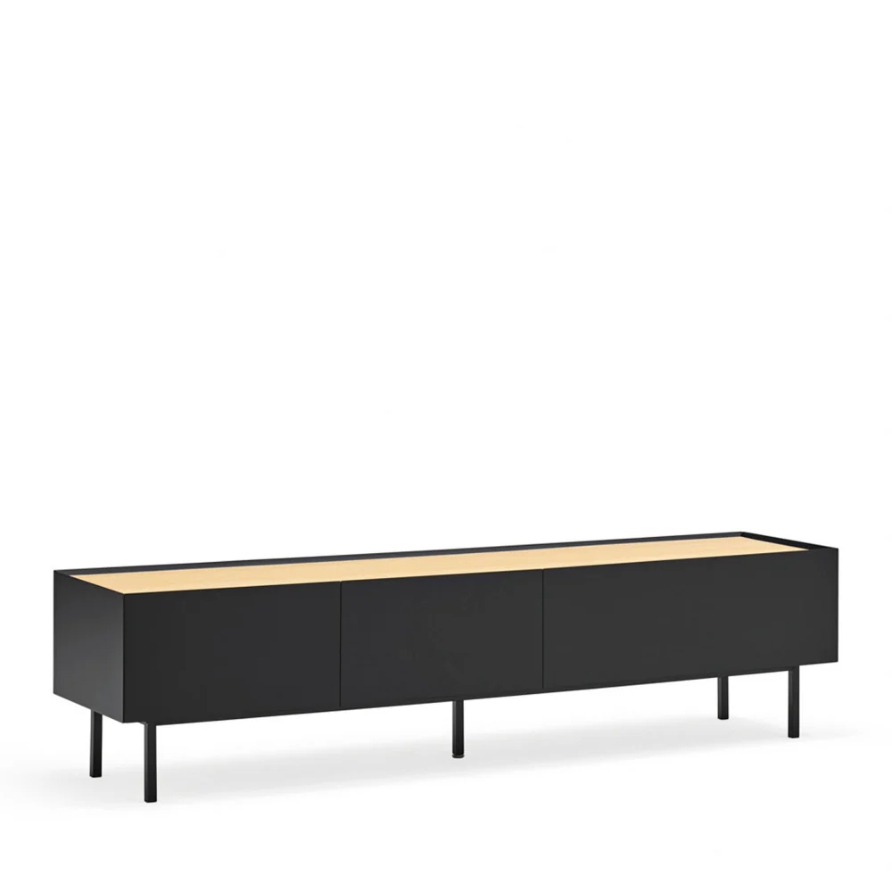 Arista - Meuble TV 1 Porte 2 Tiroirs - Bois - Noir - Image 4