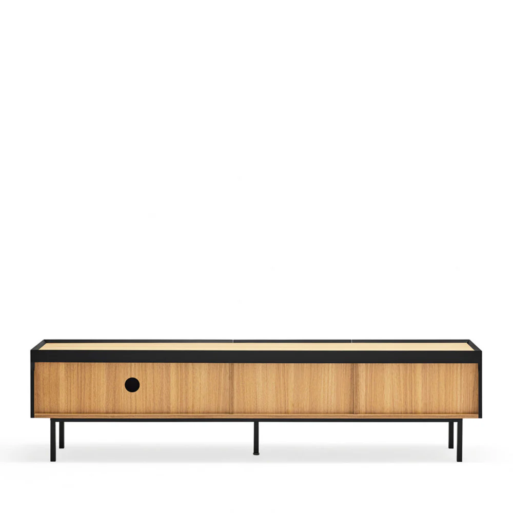Arista - Meuble TV 1 Porte 2 Tiroirs - Bois - Noir - Image 6