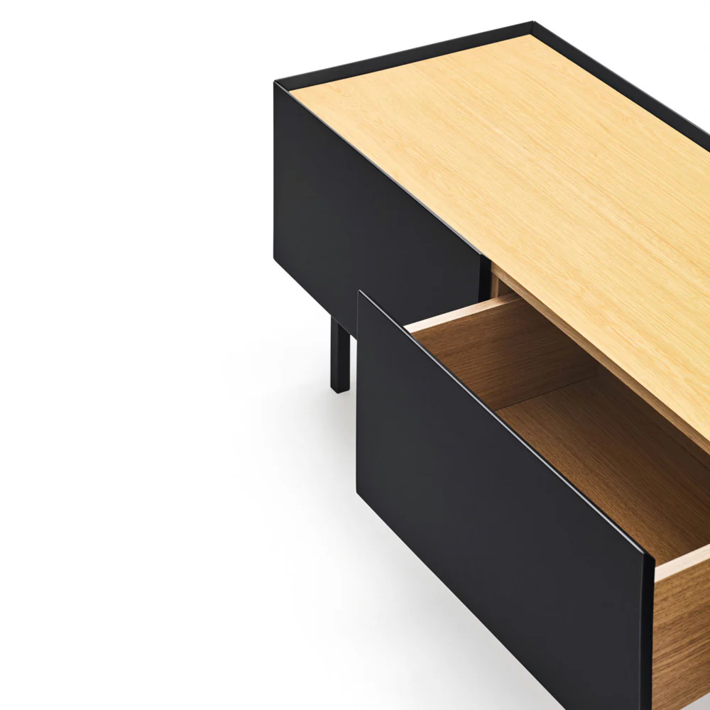 Arista - Meuble TV 1 Porte 2 Tiroirs - Bois - Noir - Image 7