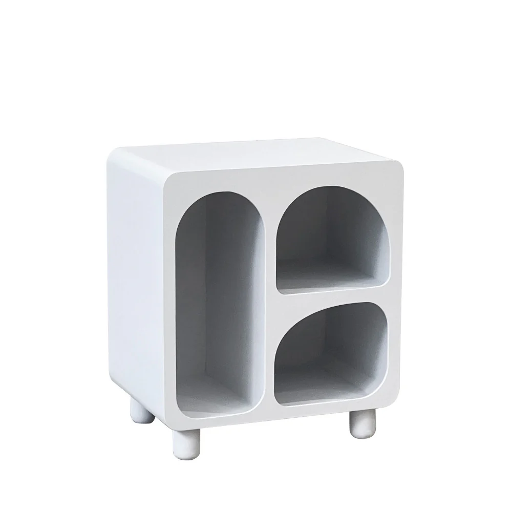 Richie - Table De Chevet 3 Niches - Bois - Blanc - Image 3