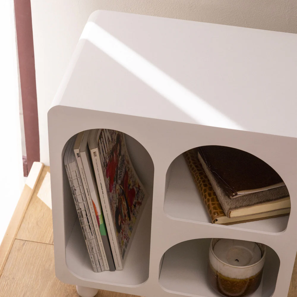 Richie - Table De Chevet 3 Niches - Bois - Blanc - Image 4