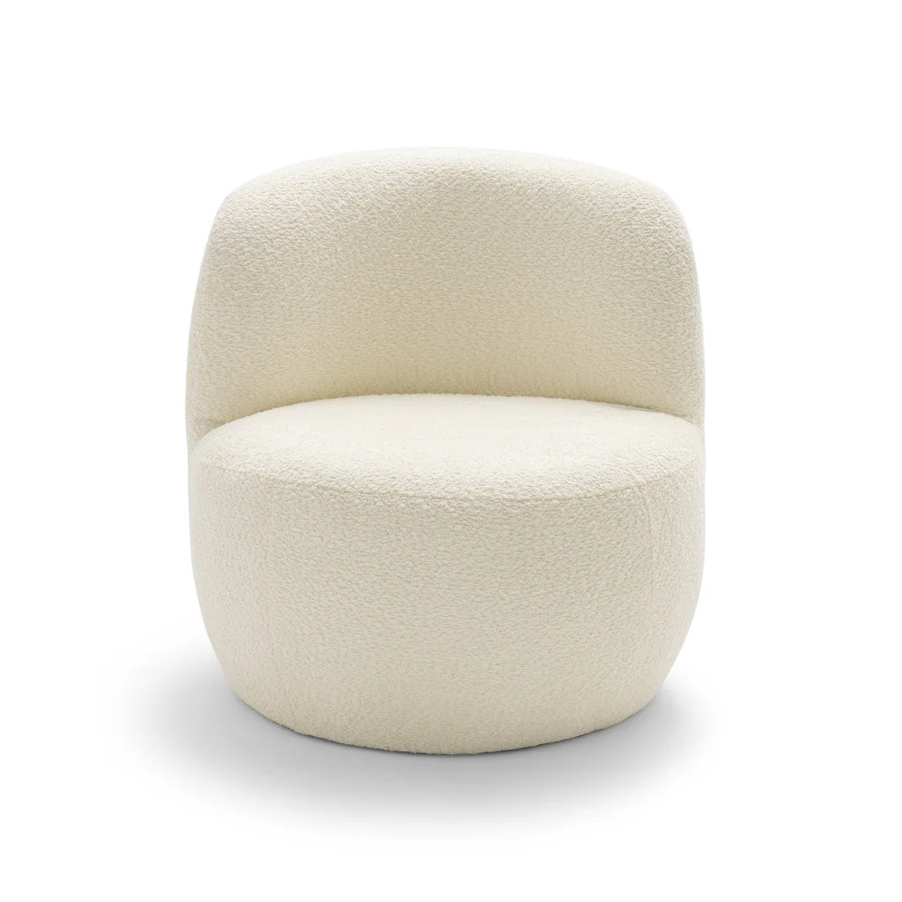 Mo - Fauteuil Rond - Tissu Bouclette - Blanc - Image 2