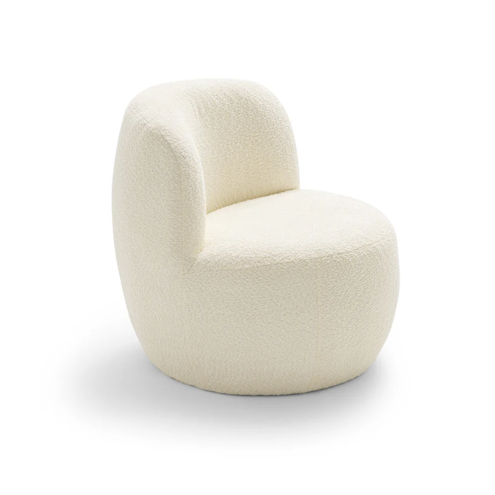 Mo - Fauteuil Rond - Tissu Bouclette - Blanc - Image 3