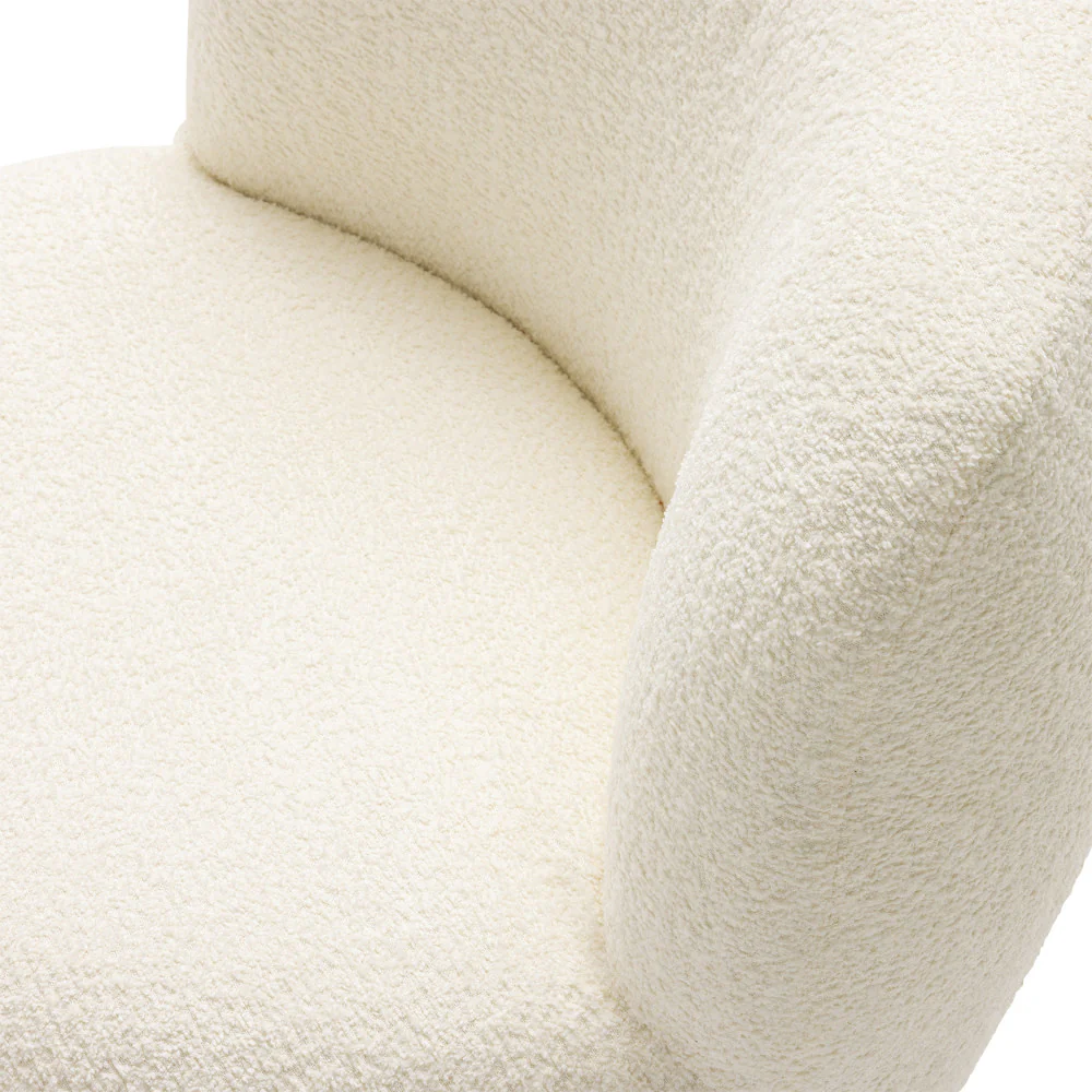 Mo - Fauteuil Rond - Tissu Bouclette - Blanc - Image 7