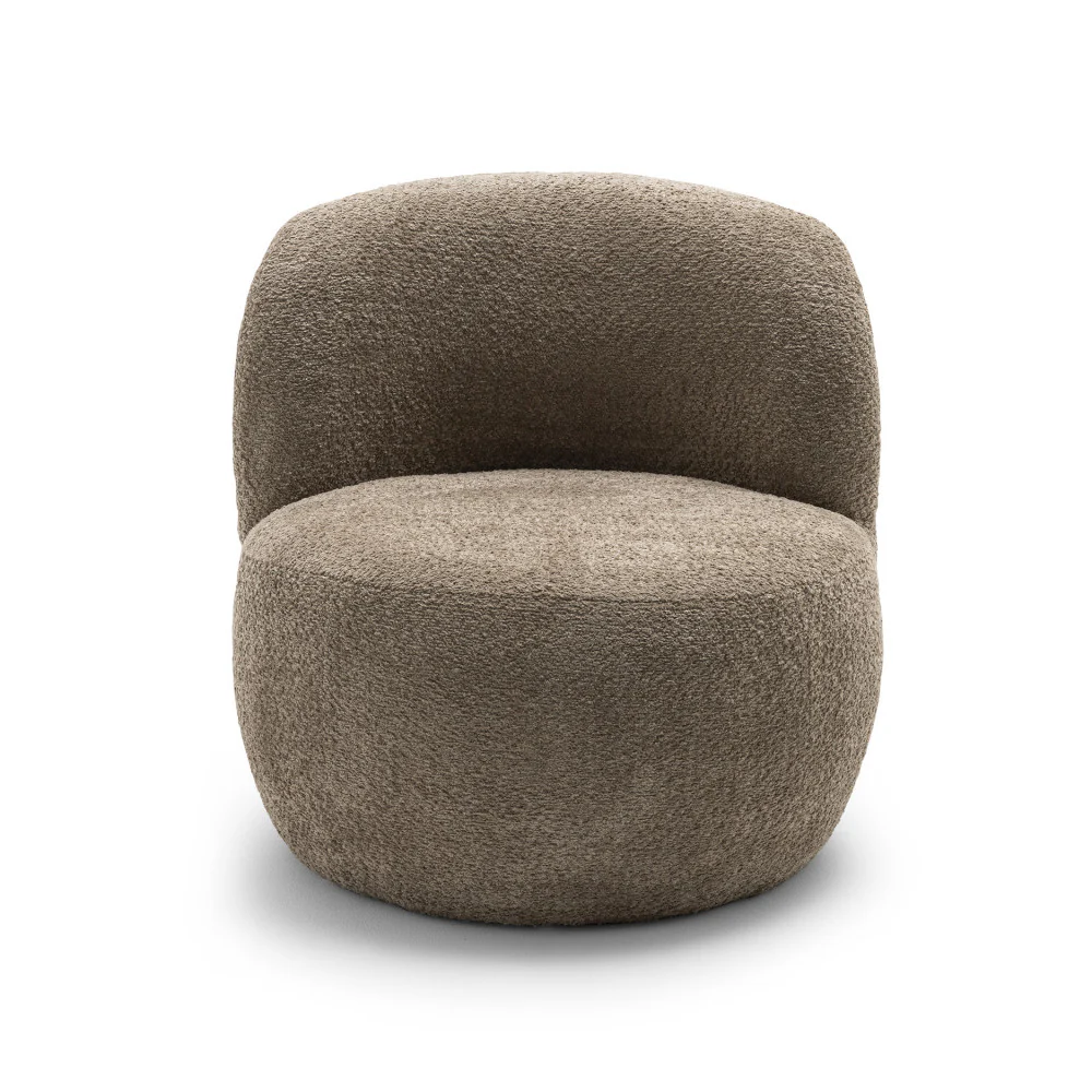 Mo - Fauteuil Rond - Tissu Bouclette - Taupe - Image 2
