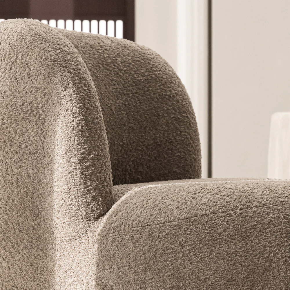 Mo - Fauteuil Rond - Tissu Bouclette - Taupe - Image 5