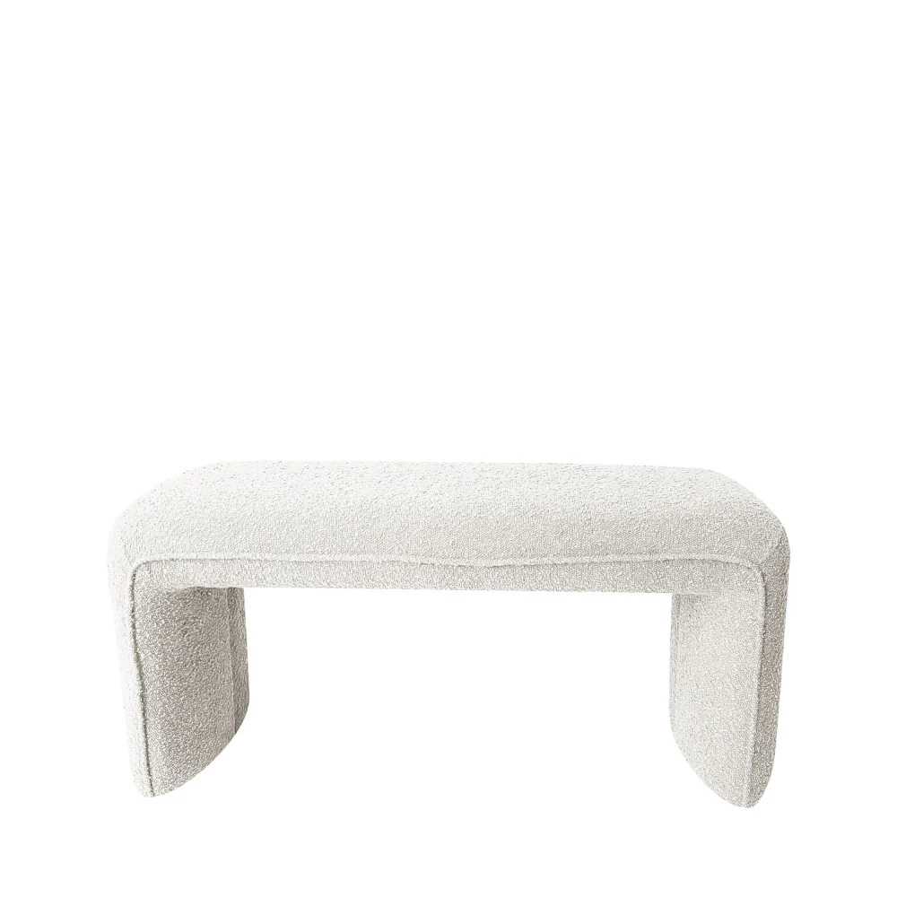 Full - Banc Rembourré - Tissu Bouclette - Blanc - Image 2