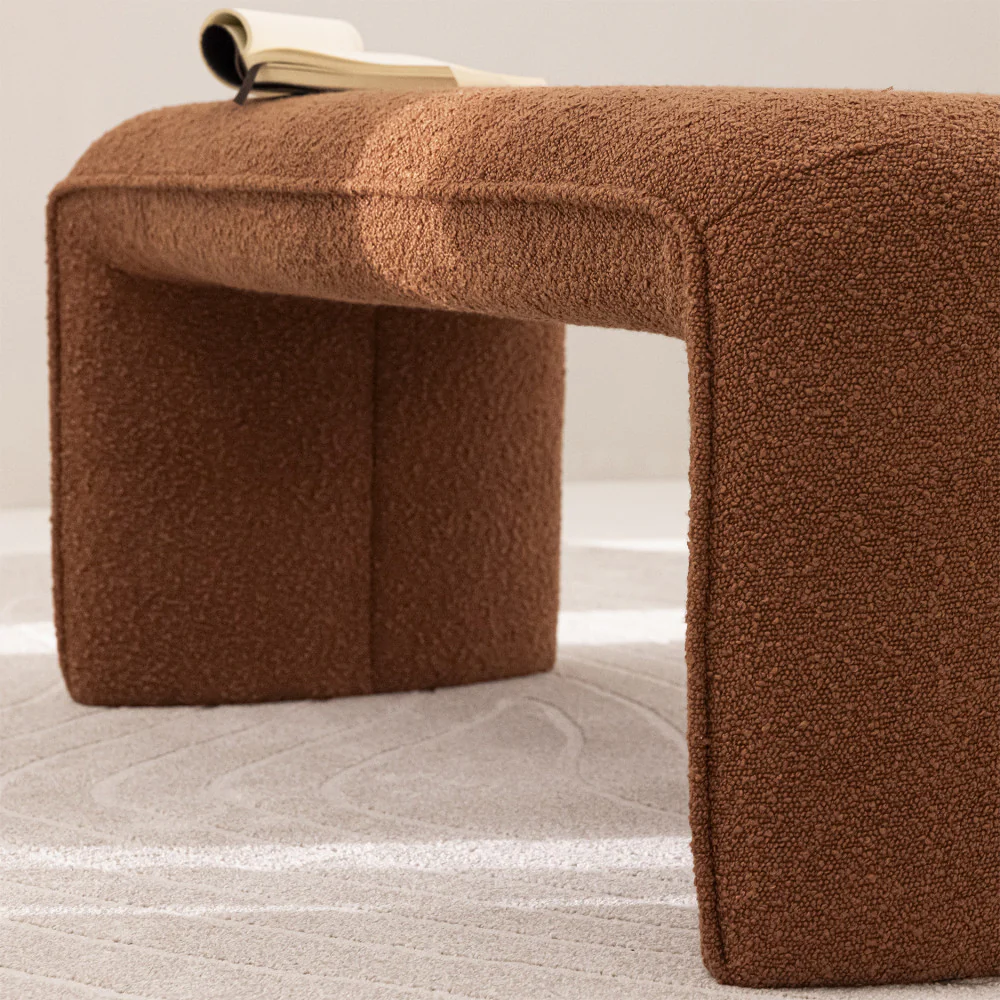 Full - Banc Rembourré - Tissu Bouclette - Rouille - Image 4