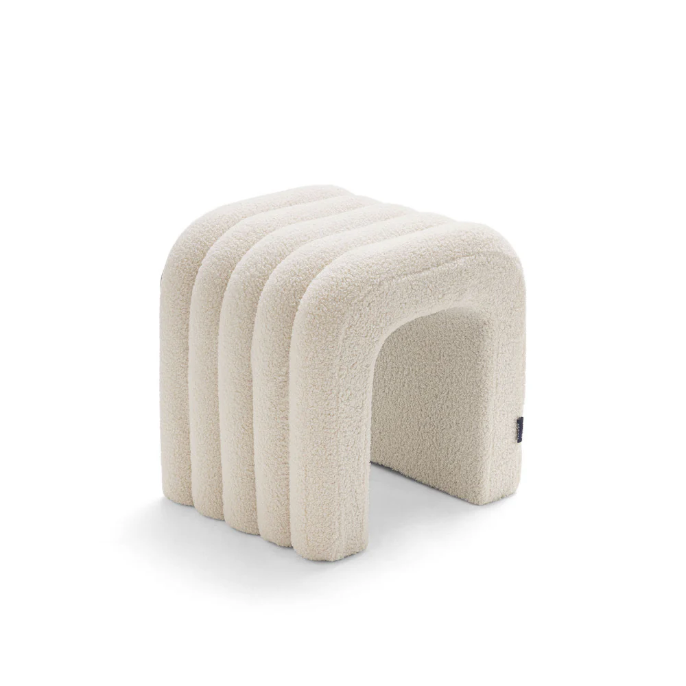 Mui - Tabouret Rembourré - Tissu Bouclette - Blanc - Image 2