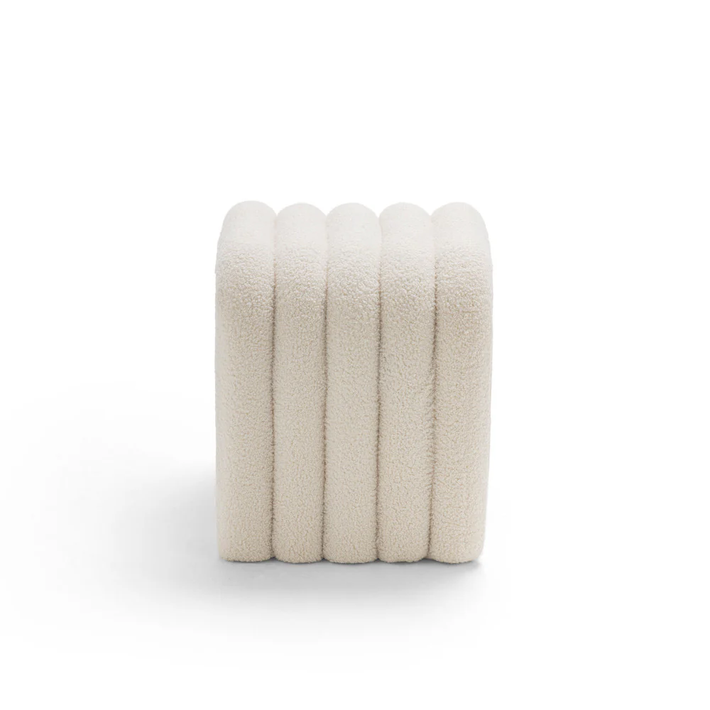 Mui - Tabouret Rembourré - Tissu Bouclette - Blanc - Image 4