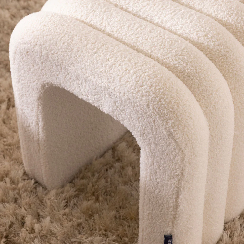 Mui - Tabouret Rembourré - Tissu Bouclette - Blanc - Image 6