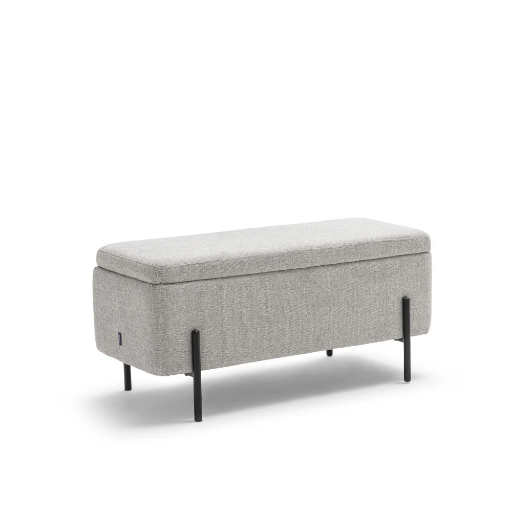 Kos - Banc Coffre - Tissu & Métal - Gris clair - Image 2