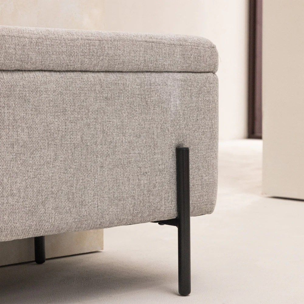 Kos - Banc Coffre - Tissu & Métal - Gris clair - Image 6