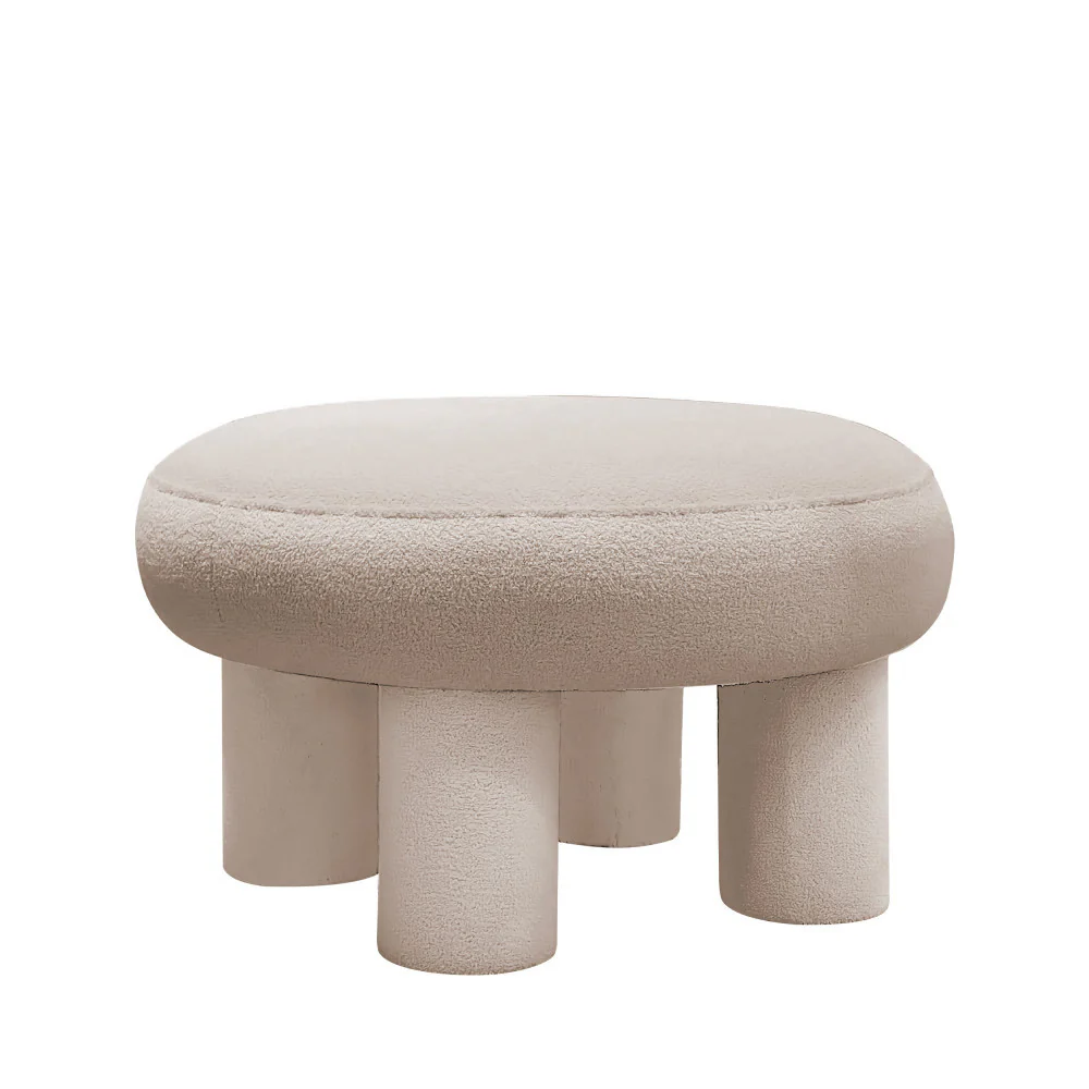 Bloomi - Tabouret Rond XL - Tissu Bouclette - Crème - Image 2
