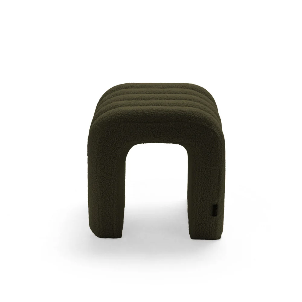 Mui - Tabouret Rembourré - Tissu Bouclette - Vert kaki - Image 3