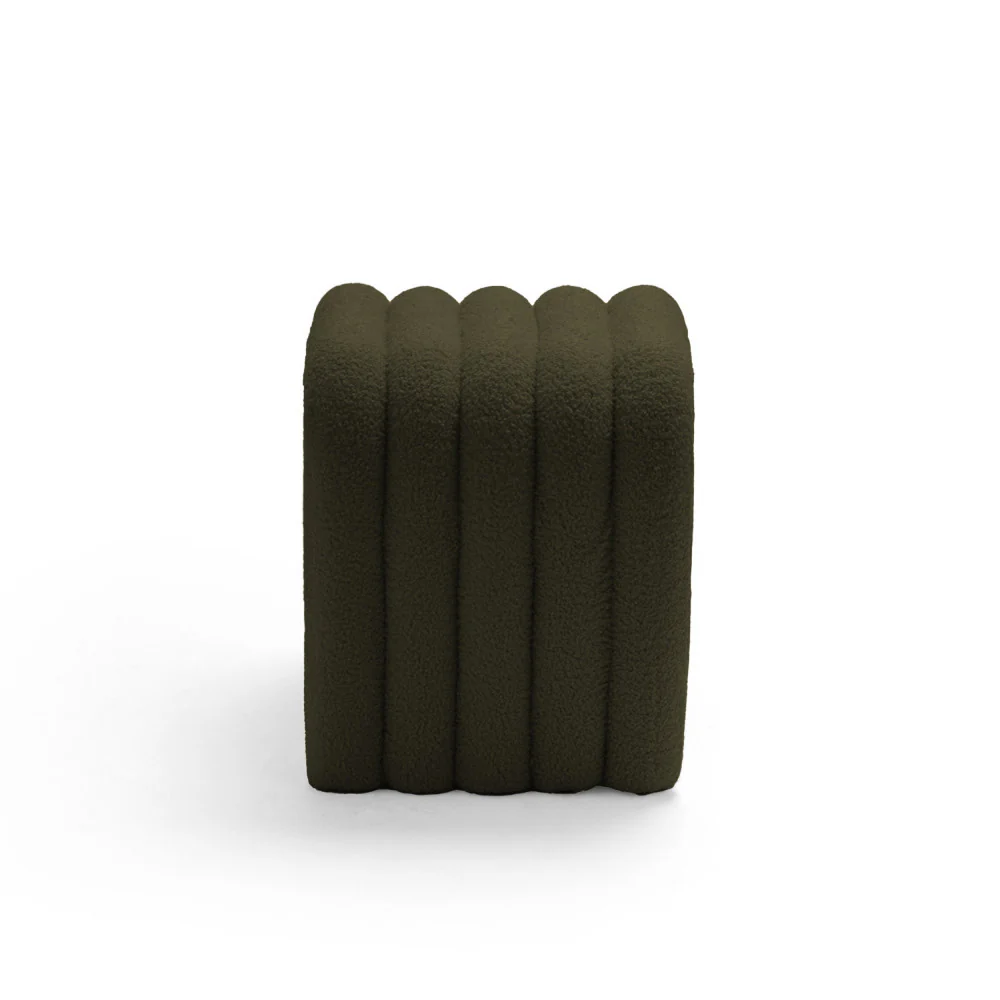 Mui - Tabouret Rembourré - Tissu Bouclette - Vert kaki - Image 4